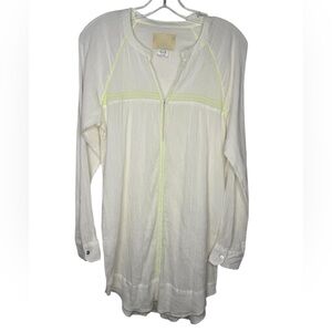 Anaak Cotton Gauze Tunic Neon Stitching Boho Long Sleeve Size 0